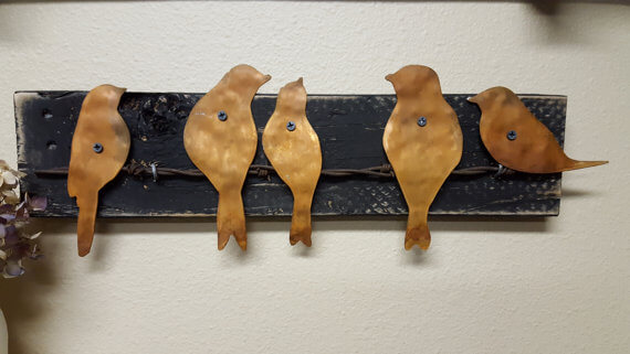sheet metal birds wall hanging