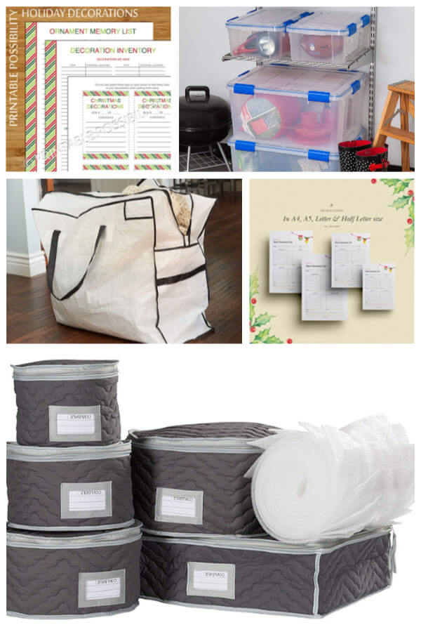 Various bags and boxes for Christmas storage