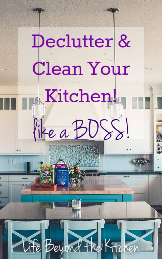 image of bright modern kitchen with text overlay
