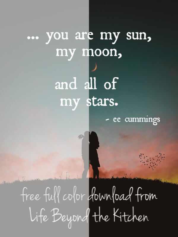 Printable EE Cummings Sun, Moon and Stars Poster