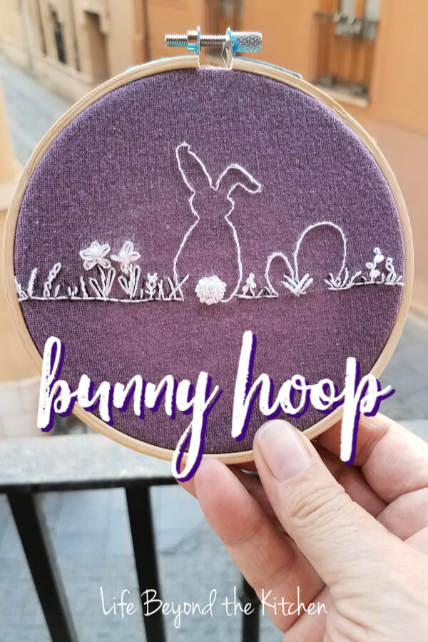 large image with text showing the results of the bunny embroidery hoop project