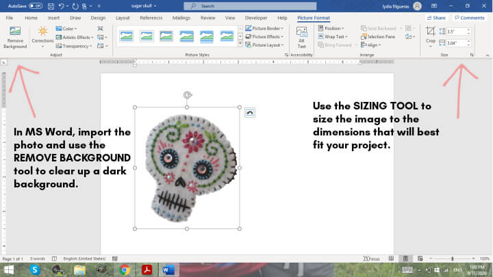 screenshot demonstrating how to use tools in MS Word to create a pattern