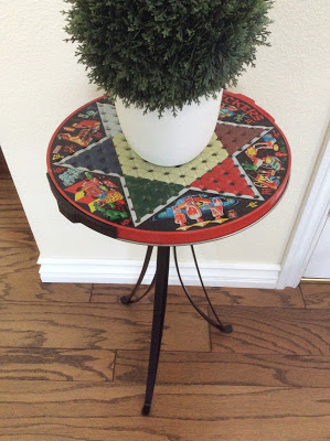 upcycled checkerboard plant stand
