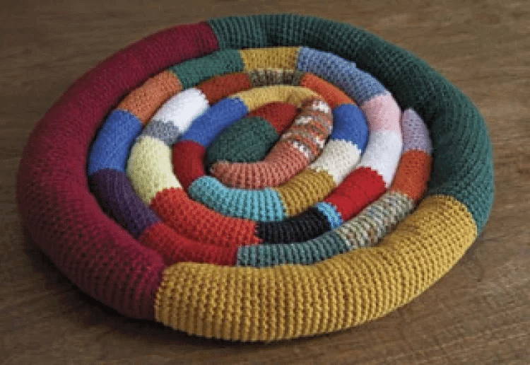 crocheted spiral dog bed